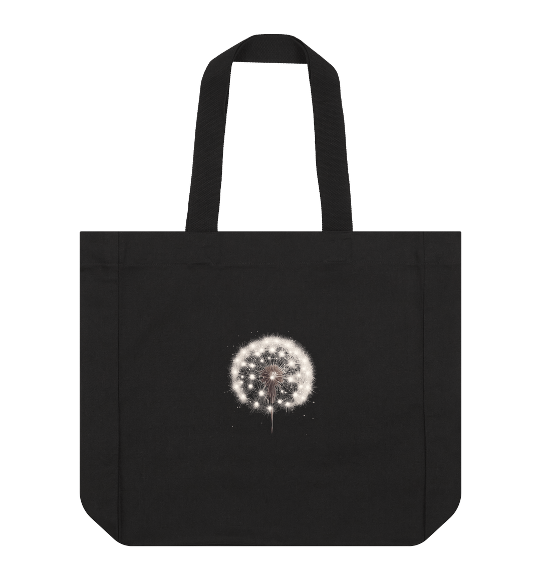 Black Starry Dandelion Cypsela Tote Bag