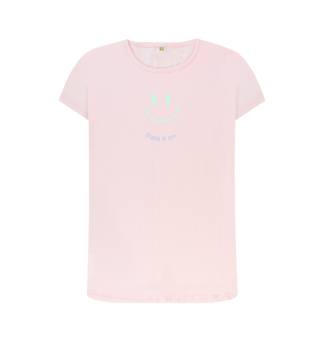 Pink Pass it on Smiley Face | Women's Crew Neck Tee