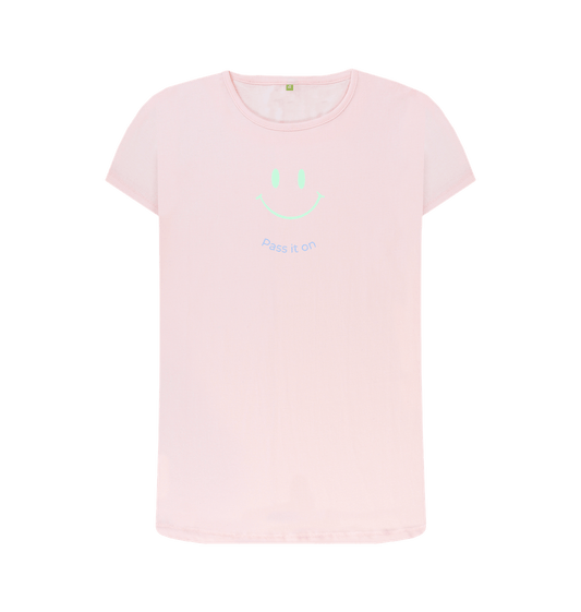 Pink Pass it on Smiley Face | Women's Crew Neck Tee