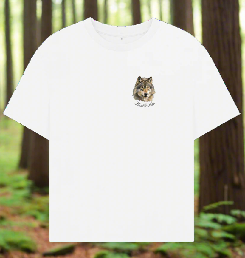 White Feral & Free Wolf White T-Shirt