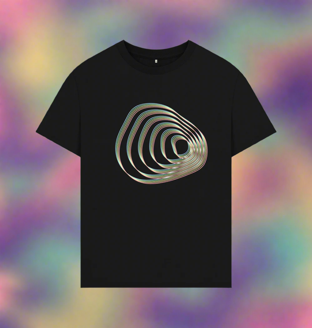 Black Men's Oversized Pastel Lines Shell T-Shirt