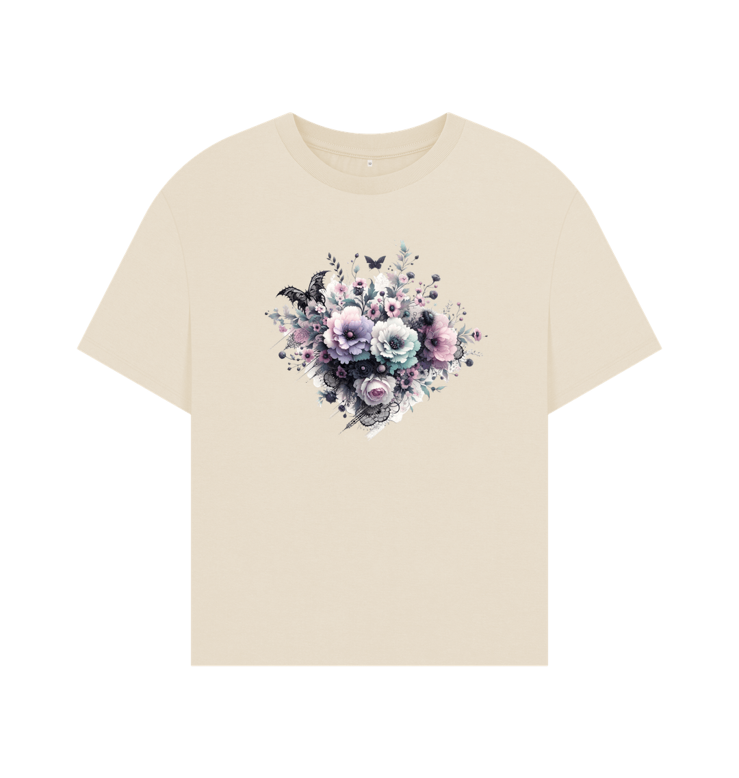 Oat Women's Organic Pastel Goth Floral Oversized T-shirt