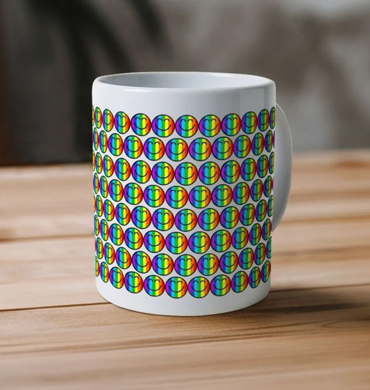 Diversity Rainbow Smiley Face Ceramic Mug