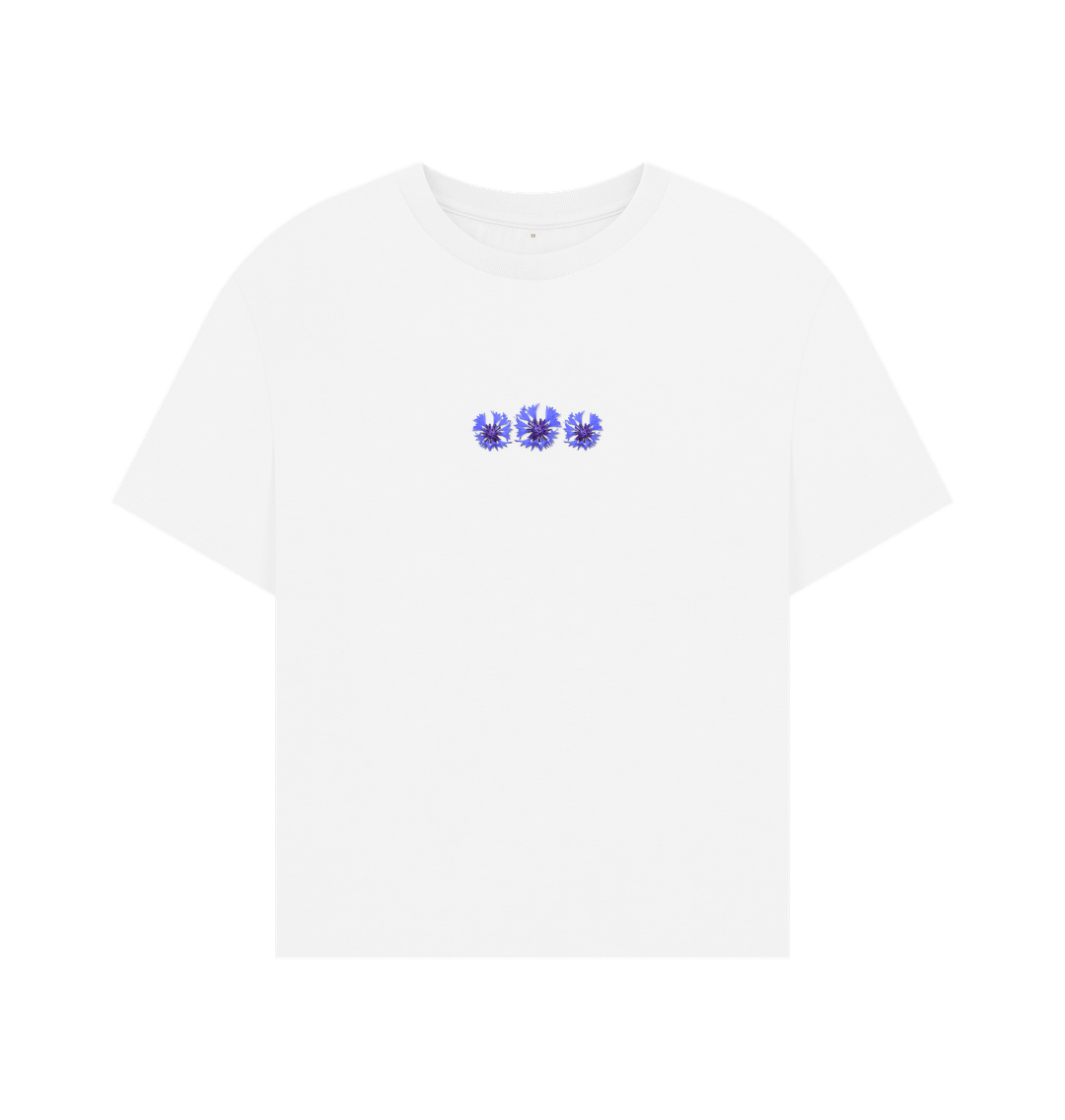 White Cornflowers Organic Oversized Women's T-Shirt