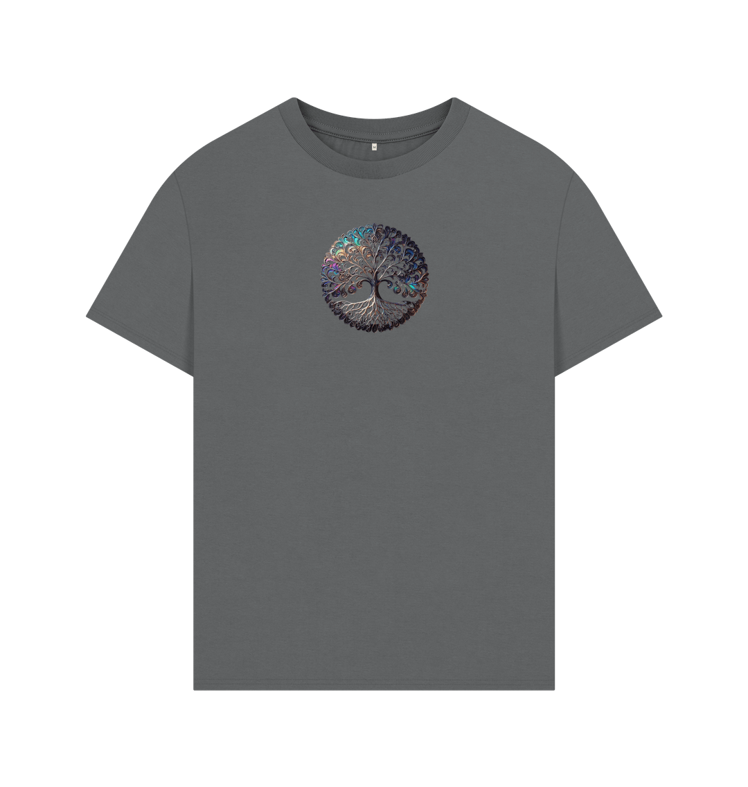 Slate Grey Tree of Life T-Shirt Organic Oversized T-Shirt