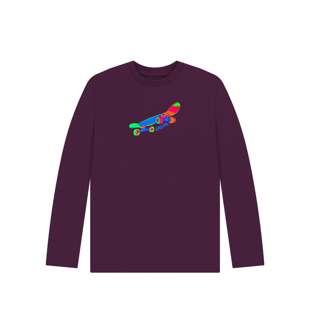 Purple Drop in Skate Organic Cotton Kids Long Sleeved T-Shirt