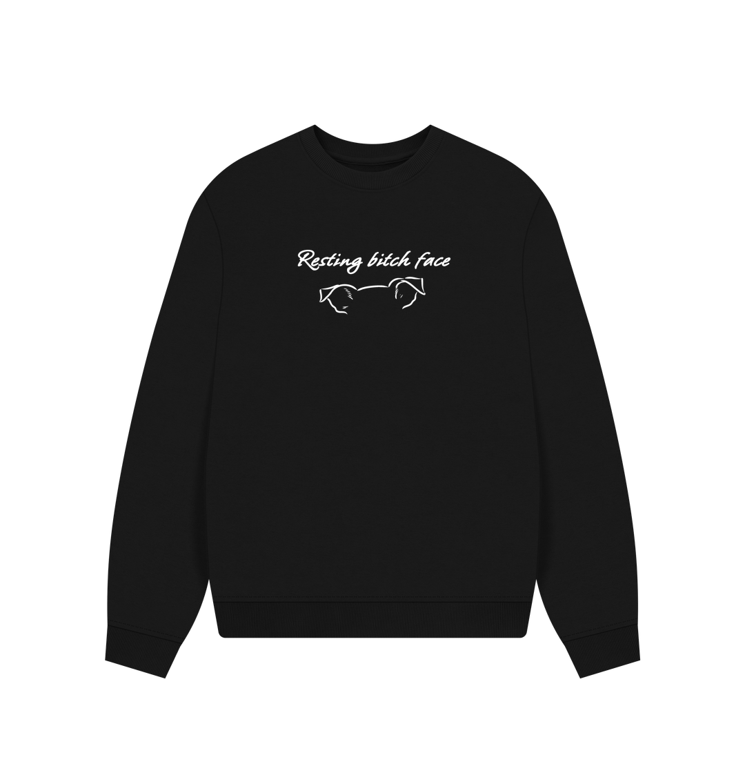 Black Resting Bitch Face - Women's Organic Cotton Relaxed Fit Sweatshirt