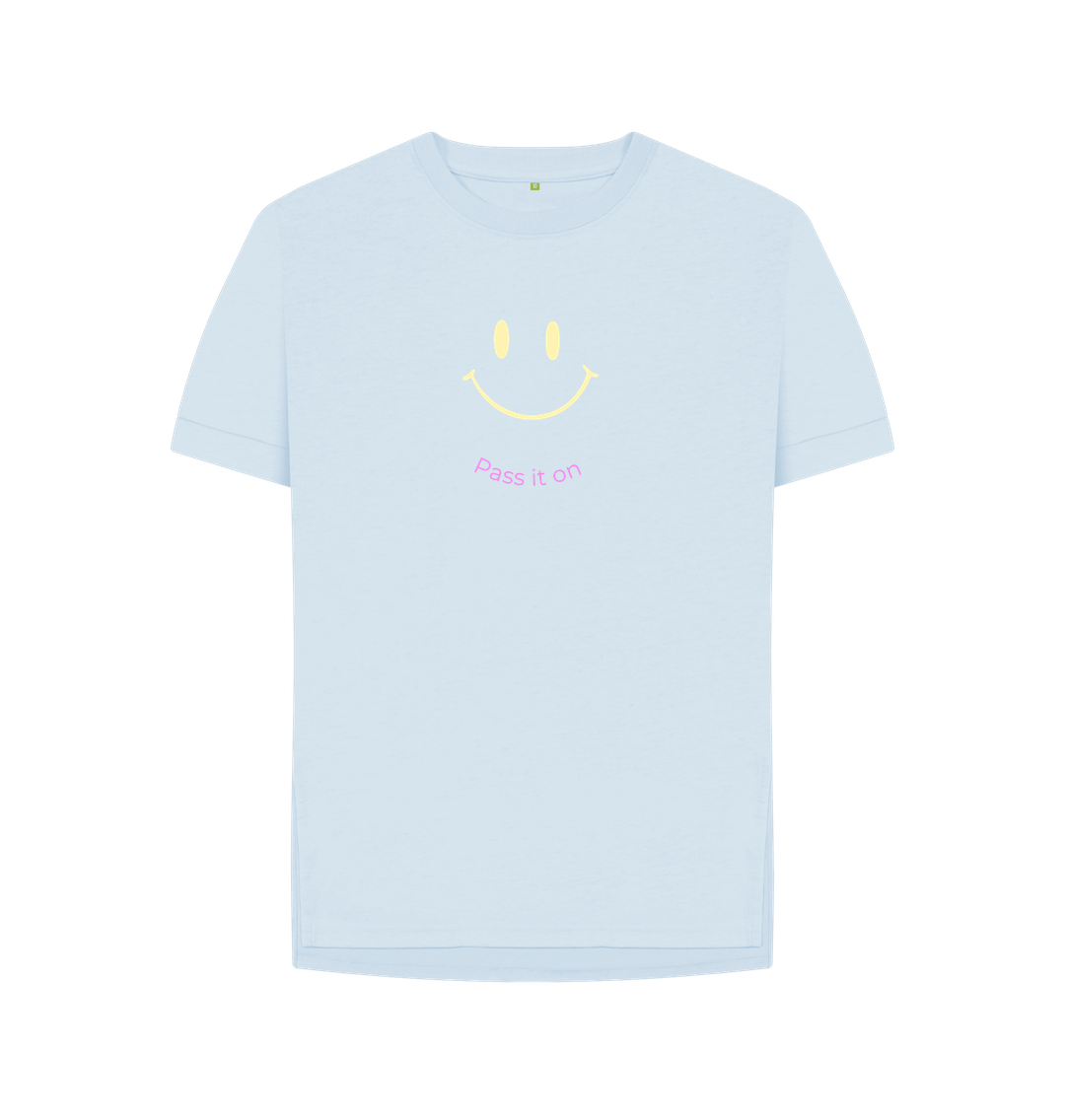 Sky Blue Pass it on Smiley Face | Women's Relaxed fit T-shirt