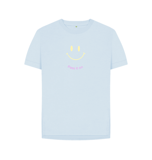 Sky Blue Pass it on Smiley Face | Women's Relaxed fit T-shirt