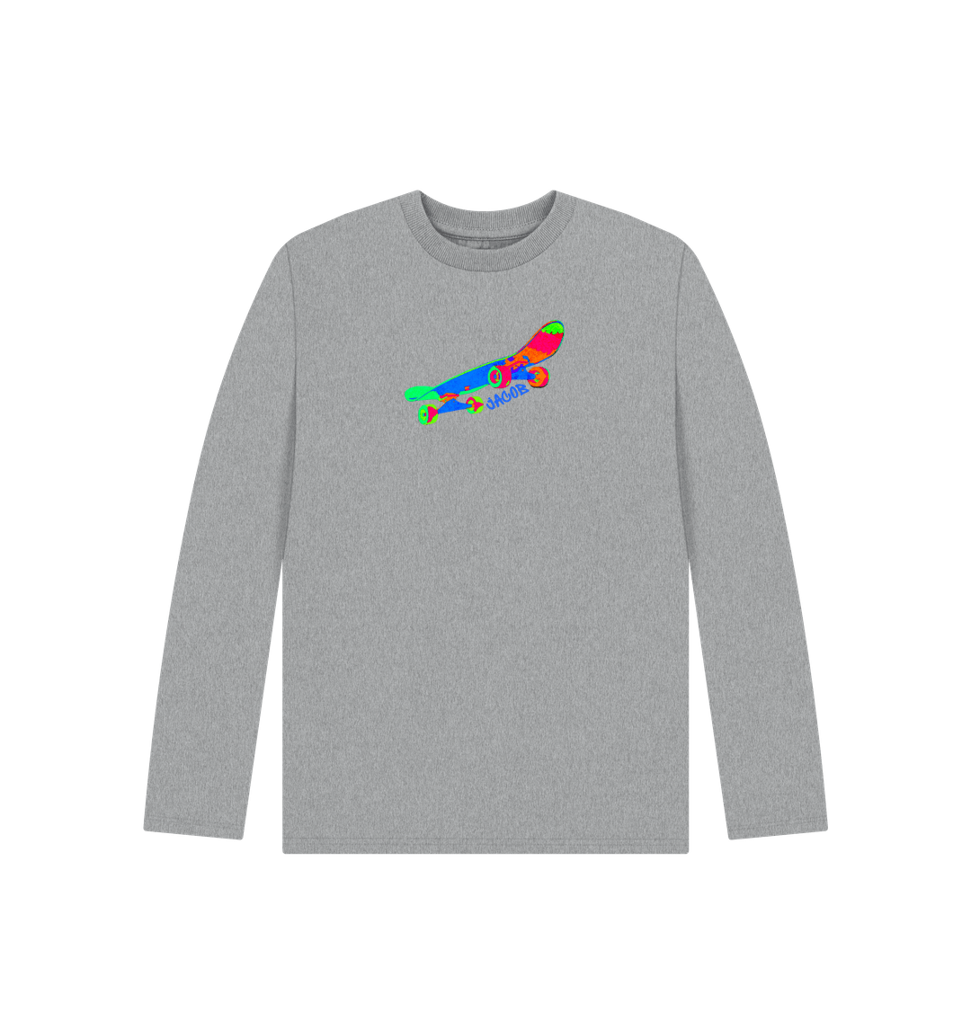 Athletic Grey Drop in Skate Organic Cotton Kids Long Sleeved T-Shirt