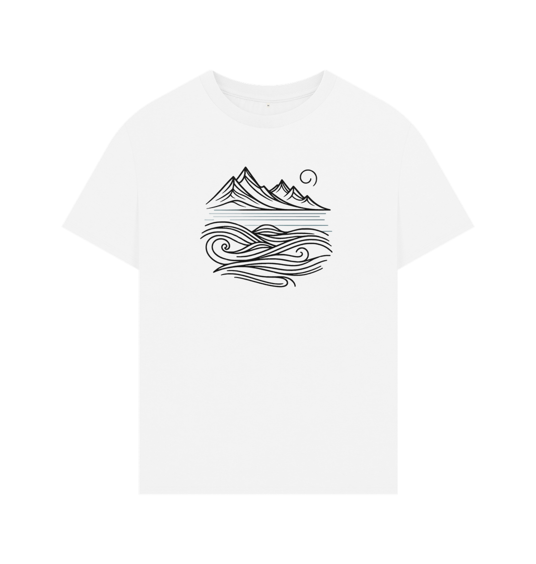 White Men's Organic Oversized Landscape T-Shirt