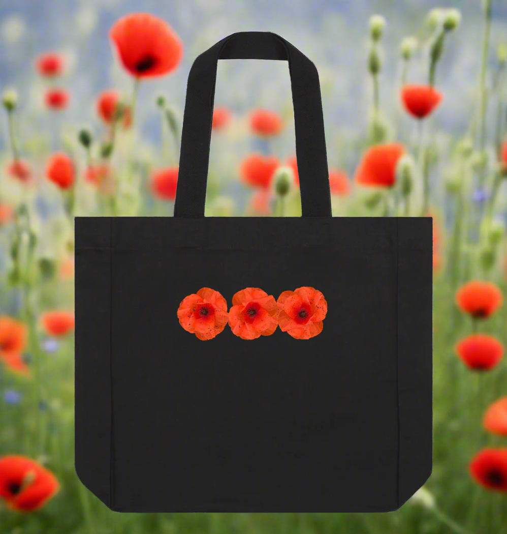 Black Poppies Shopper Bag Organic Cotton