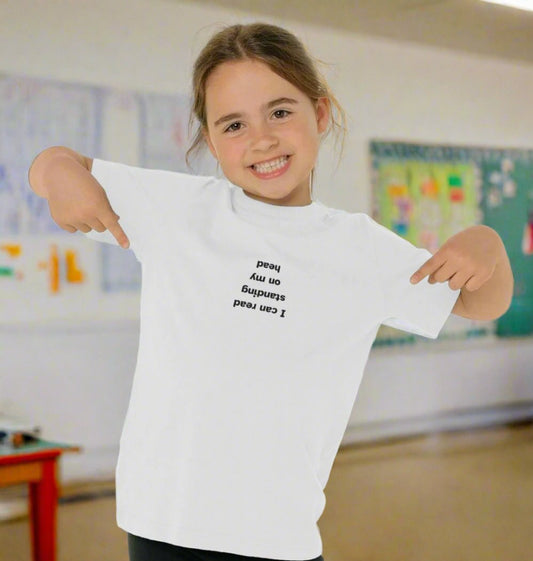 I Can Read Standing on my Head Organic Cotton Kid's T-shirt