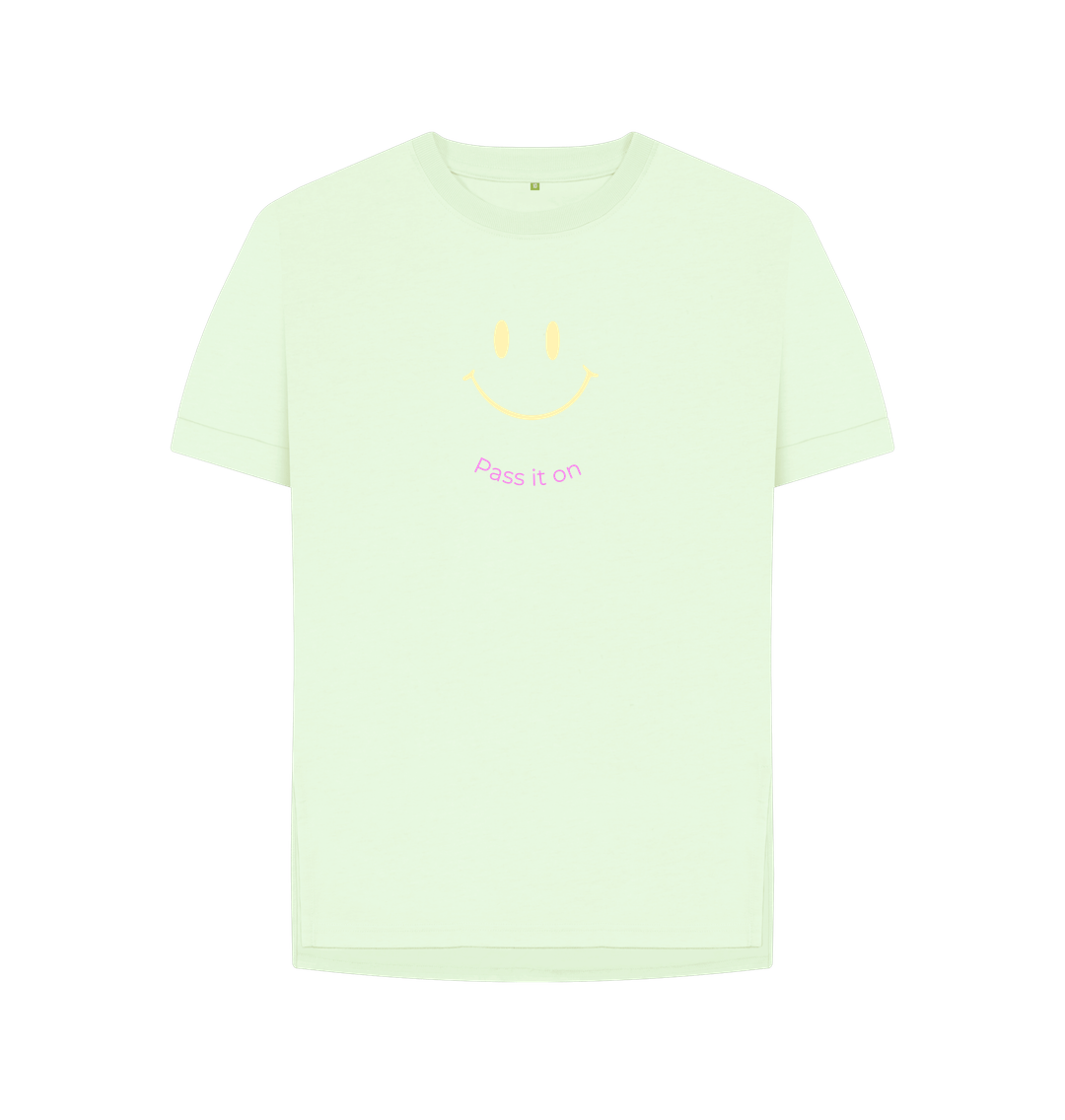 Pastel Green Pass it on Smiley Face | Women's Relaxed fit T-shirt