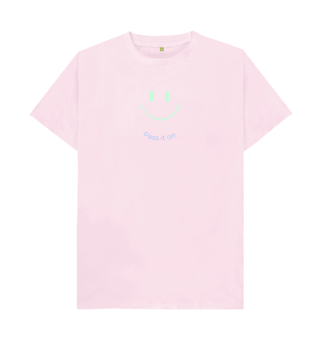 Pink Pass it on smiley face - Men's Recyclable Organic Cotton Tee