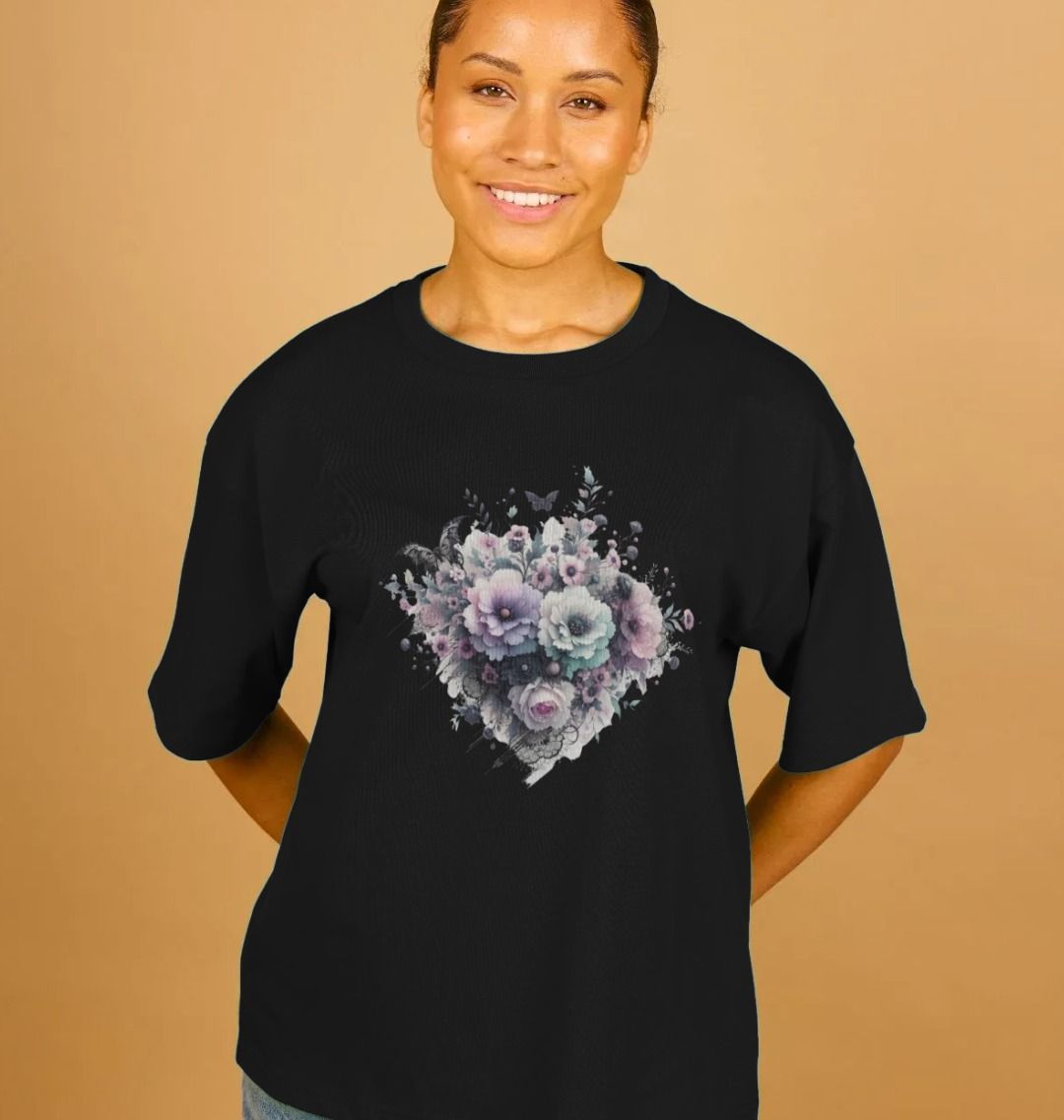 Women's Organic Pastel Goth Floral Oversized T-shirt