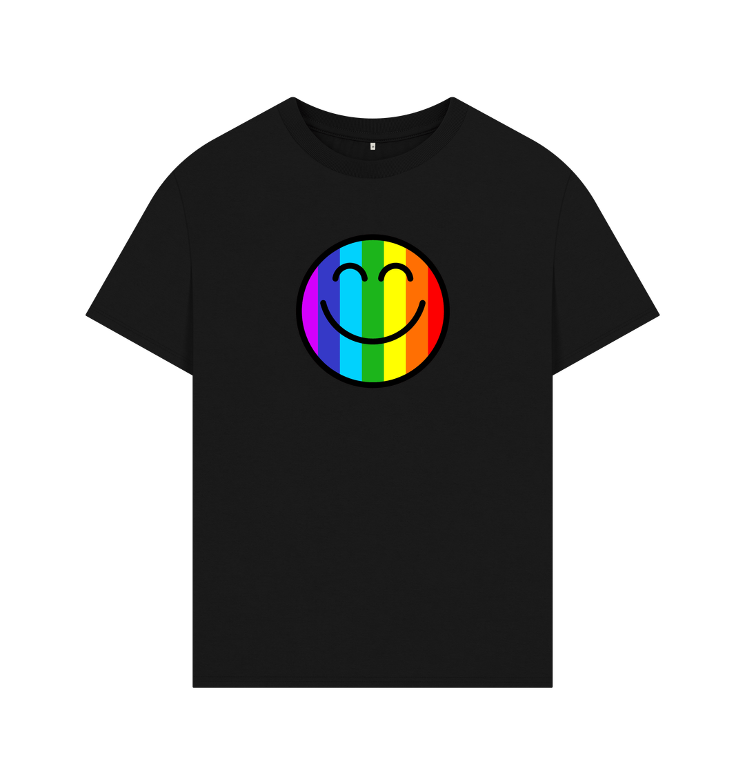 Black Men's Oversized Organic Pride Smiley Face T-Shirt