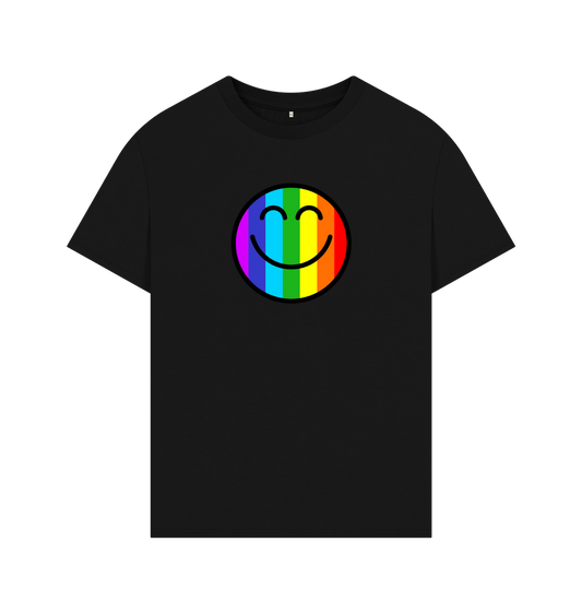 Black Men's Oversized Organic Pride Smiley Face T-Shirt