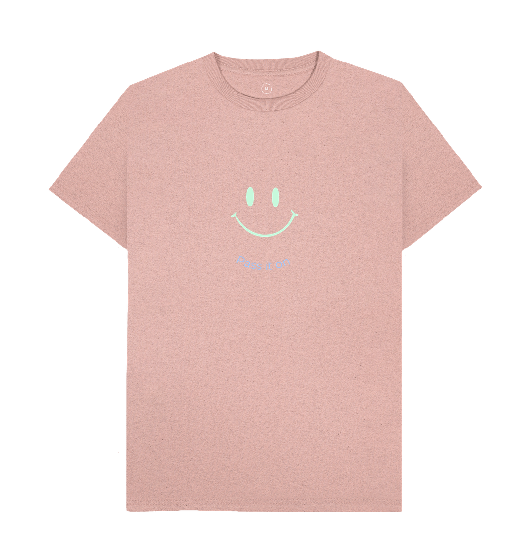 Sunset Pink Pass it on smiley face Tee