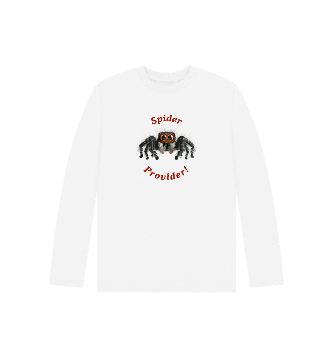 White Spider Provider Kid's Long-Sleeved Organic Tee Shirt - Gift for Son, Nephew, Granddaughter or Grandson