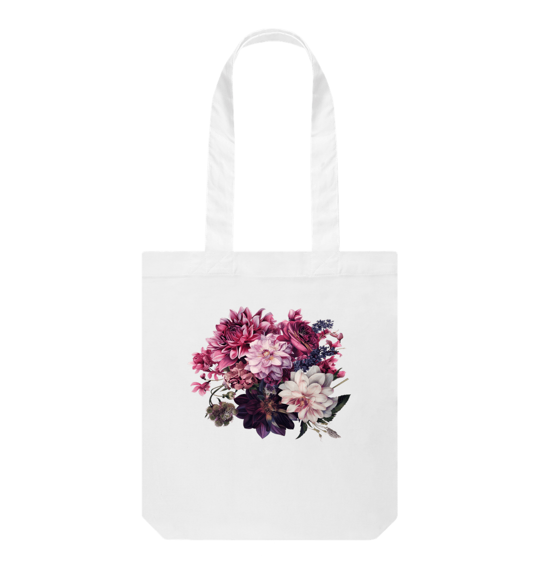 White Boho Gothic Style Chrysanthemum Tote Bag