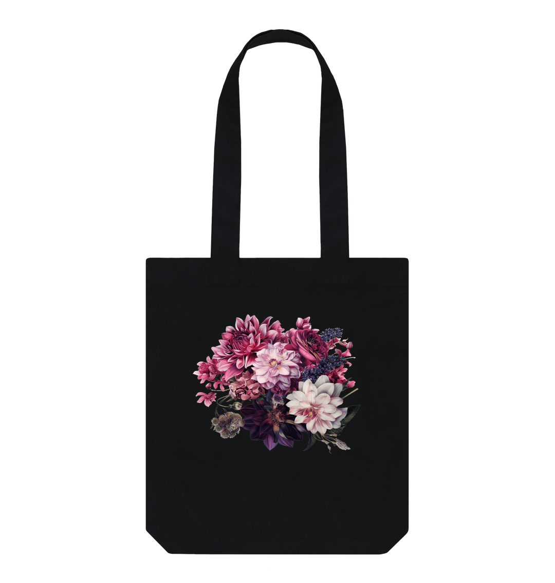 Black Boho Gothic Style Chrysanthemum Tote Bag