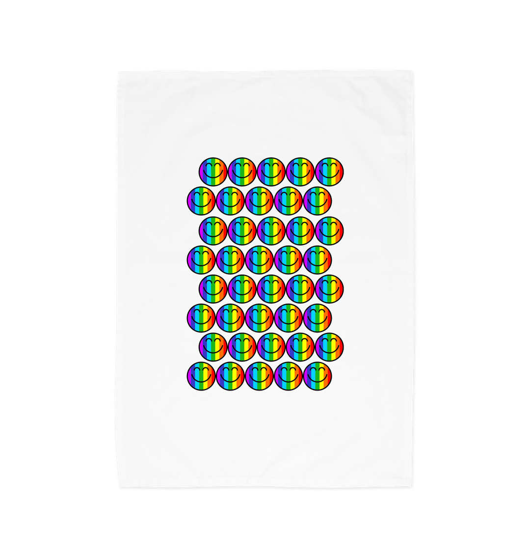 White Diversity smiley face tea towel