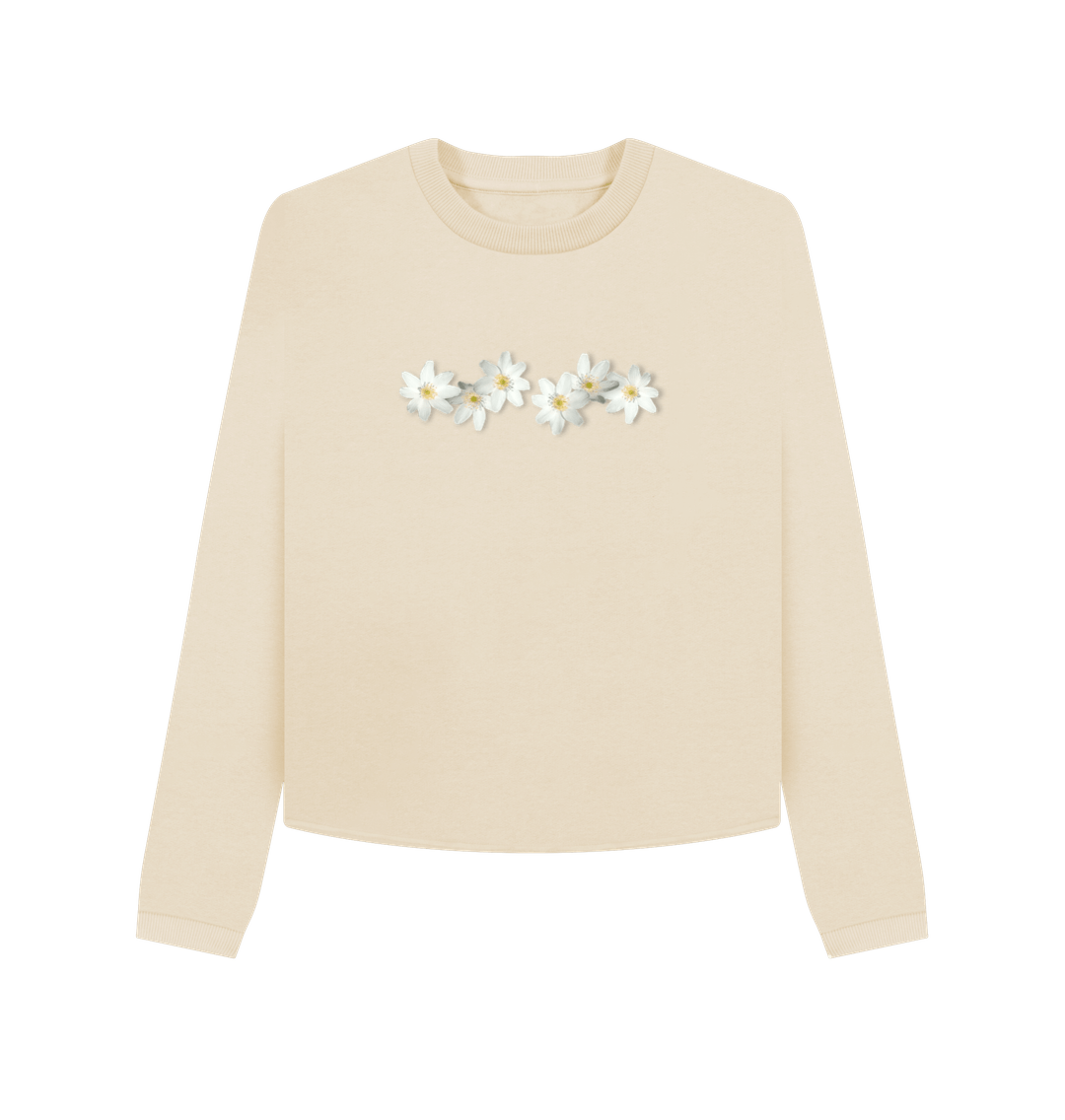 Oat Wood Anemone Petals Long Sleeved Cotton Jumper