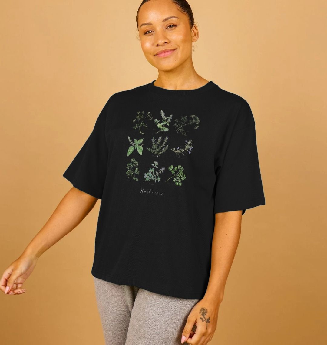 Women's  Oversized Black Herbivore T-Shirt