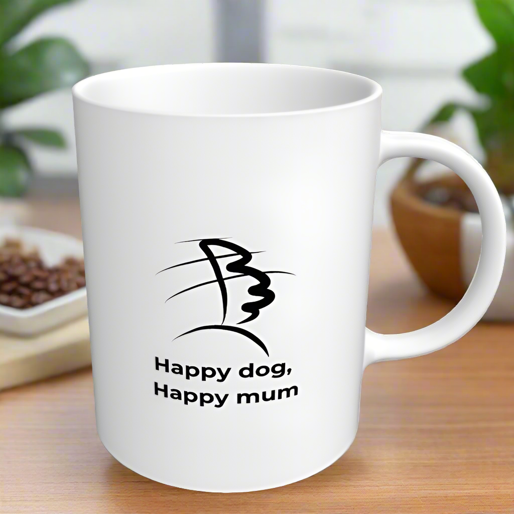 White Happy Dog, Happy Mum Ceramic Mug