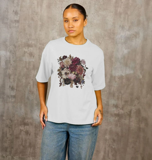 Boho Goth Floral Organic Oversized T-Shirt