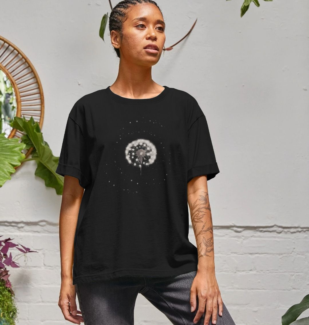 Starry Dandelion Cypsela Relaxed Fit Organic Cotton Tee