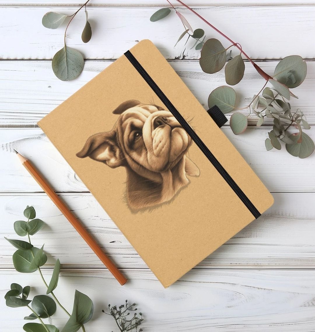 British Bulldog Puppy recycled Notebook