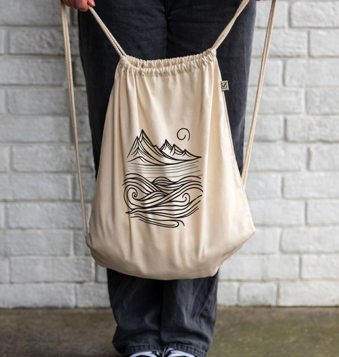 Mountains and Sea Organic Cotton Drawstring Bag