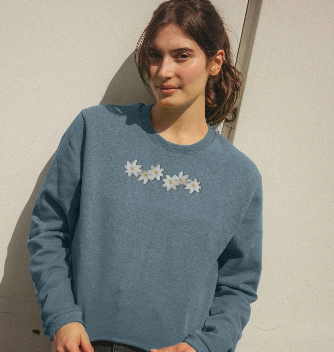 Wood Anemone Petals Long Sleeved Organic Cotton Jumper