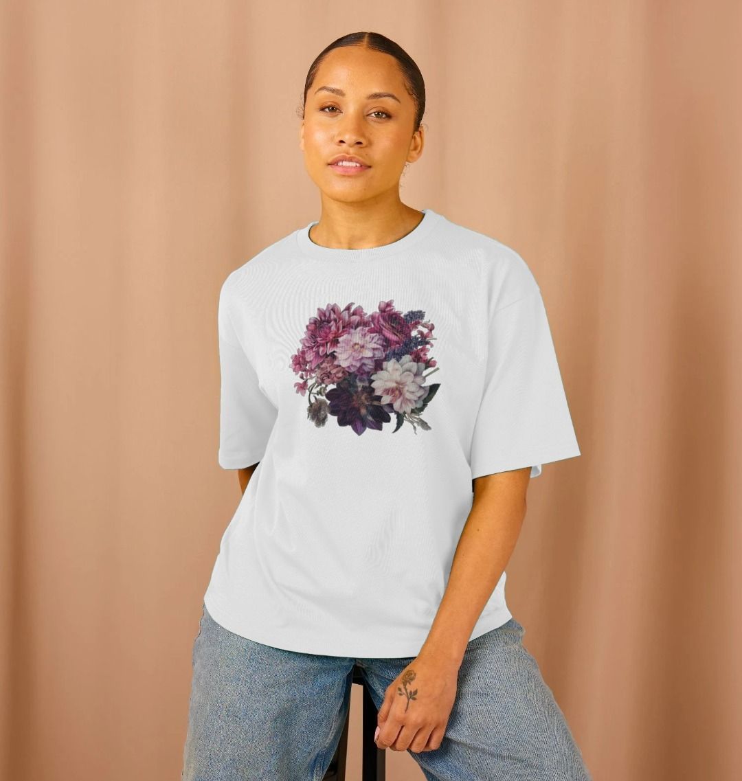 Soft Goth Boho Chrysanthemum Oversized Women's Tee