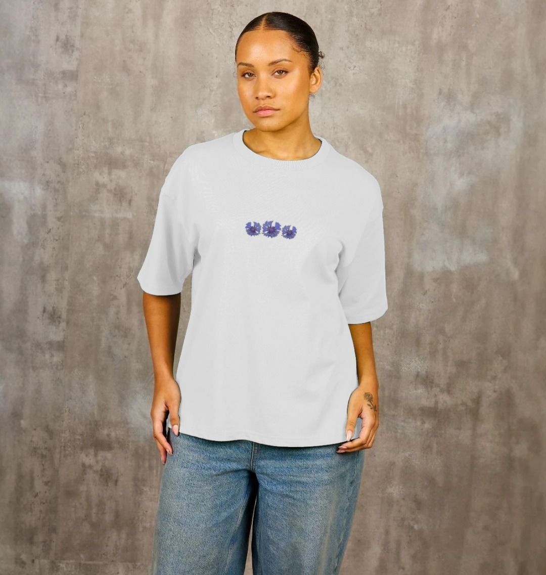 Cornflowers Organic Oversized Women's T-Shirt