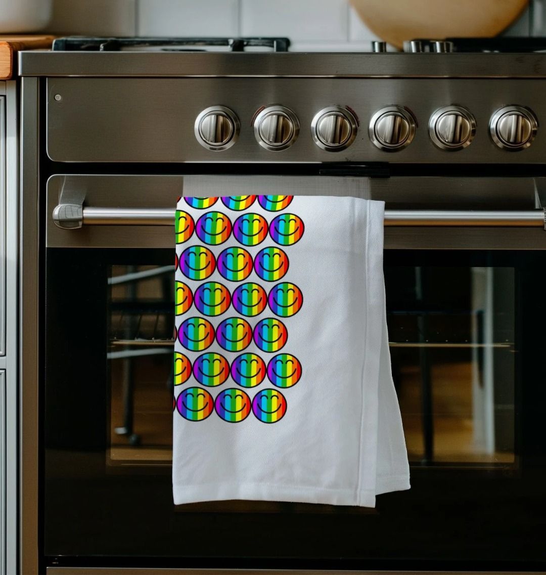 Diversity smiley face tea towel