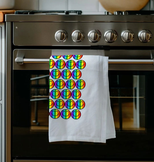 Diversity smiley face tea towel